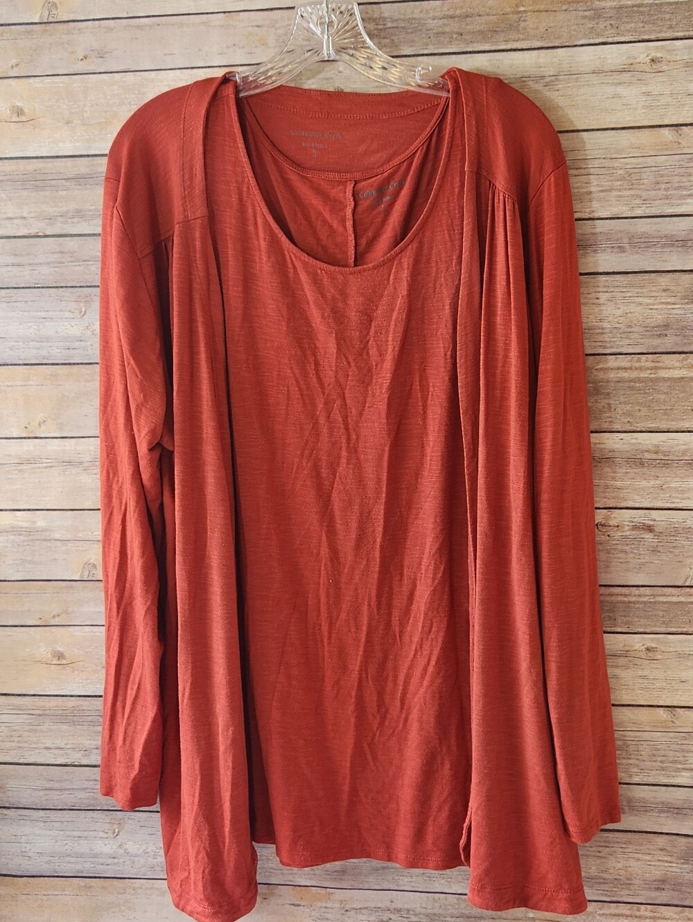 Coldwater Creek Rust Orange Layered Long Sleeve Tunic